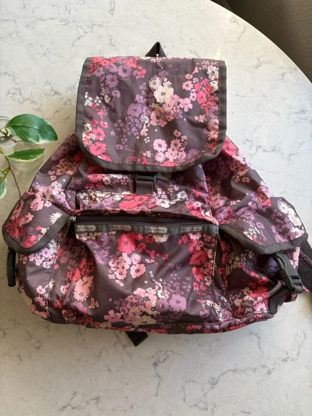 Lesportsac  Floral Drawstring Backpack - Pink & Purple